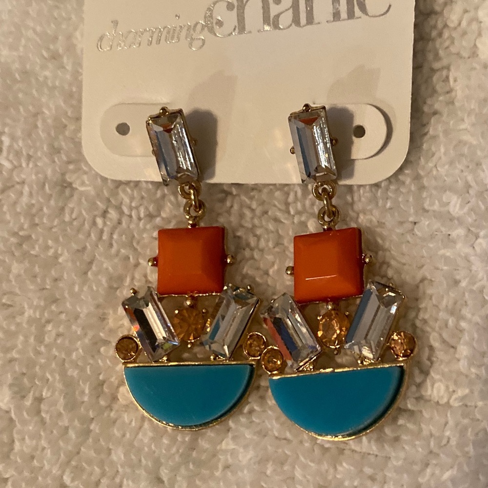 Charming Charlie Coral and Turquoise Earrings ✨